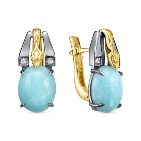 Серьги из серебра с амазонитом «Змеи»