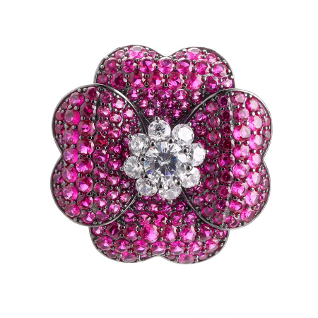 Серебряная брошь-подвеска «Фиалка»