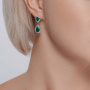 Серебряные серьги с агатом и фианитами
