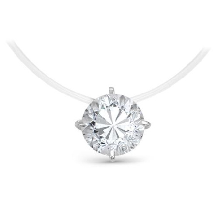 Серебряное колье на леске с фианитом