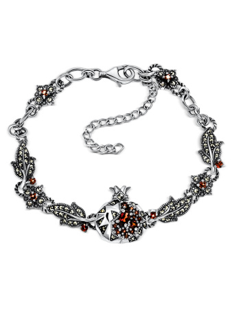 Серебряный браслет ALEXANDRE VASSILIEV «Гранатовое вино» с гранатами и марказитами Swarovski