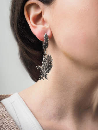 Серьги из серебра «Ворон»