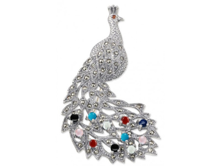 Брошь из серебра «Павлин»