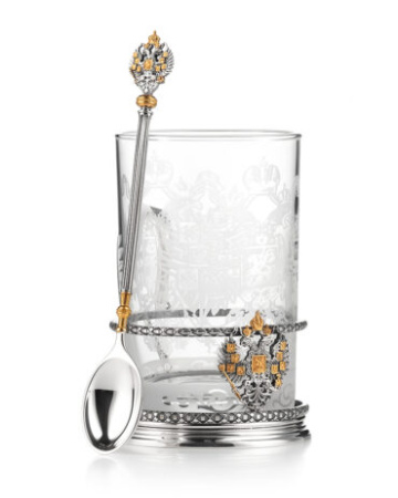 Подстаканник «Символ» из серебра с ложкой