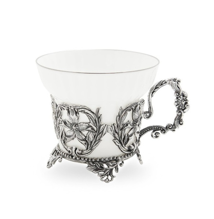 Чашка чайная «Симфония» серебро и фарфор