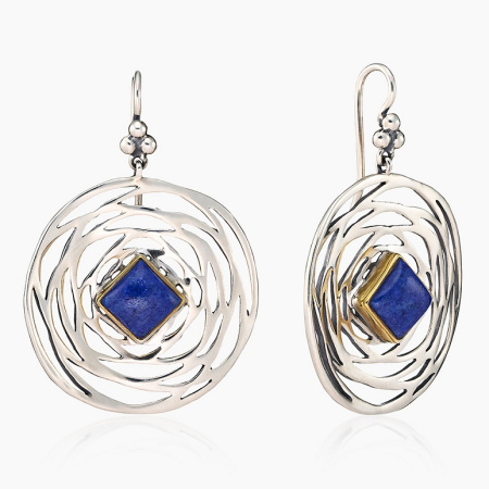 Серебряные серьги «Вихрь» с лазуритом