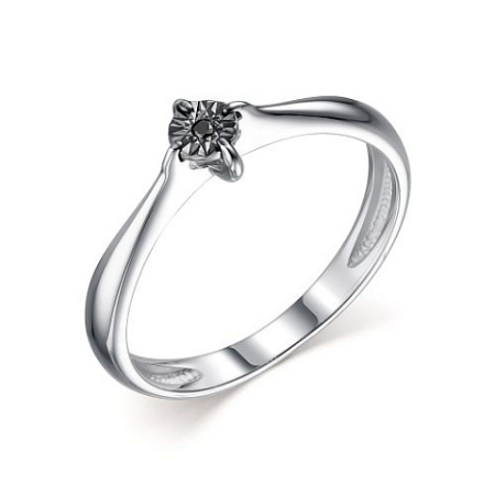 Серебряное кольцо с черным бриллиантом