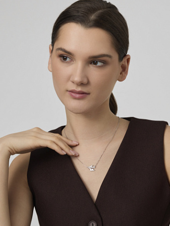 Колье из серебра с фианитами «Птица»