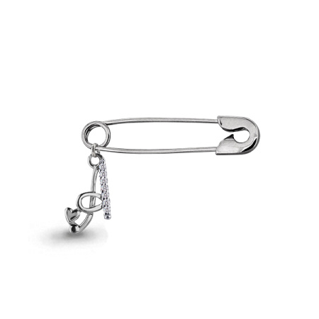 Серебряная булавка с фианитами «Буква «А»