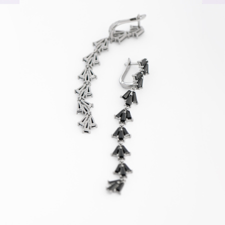 Серьги с черными фианитами