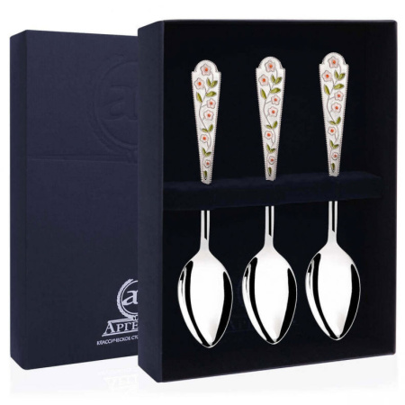 Серебряный набор «Лето-Ромашка» 3 чайные ложки