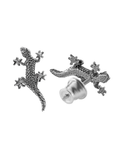 Серьги-пусеты из серебра «Геккон»