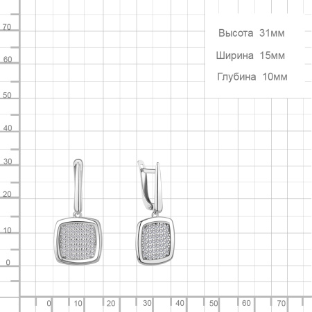 Серьги из серебра с фианитами