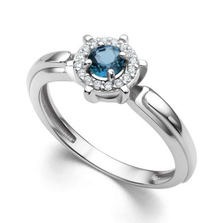 Кольцо из серебра с топазом и фианитами