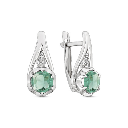 Серьги из серебра с празиолитом и фионитами