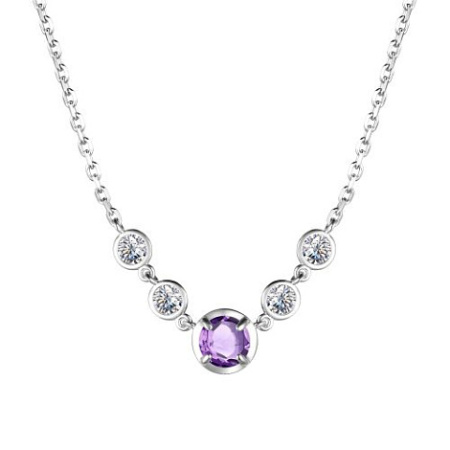 Колье из серебра с аметистом и фианитами