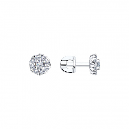 Серьги-пусеты из серебра с фианитами