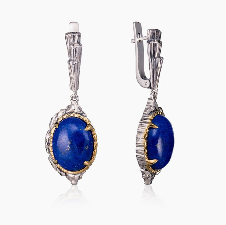 Серебряные серьги «Галактика» с лазуритом