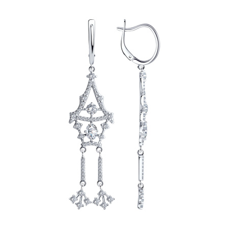 Серьги из серебра с фианитами «Избушка на курьих ножках»