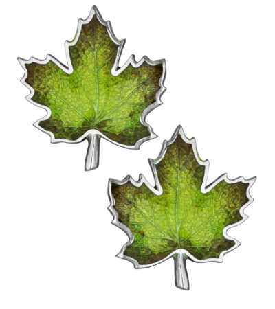 Серебряные серьги-пусеты с эмалью «Клевер»