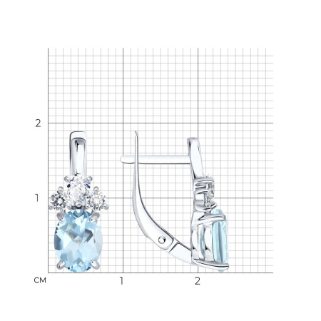 Серьги из серебра с топазами и фианитами