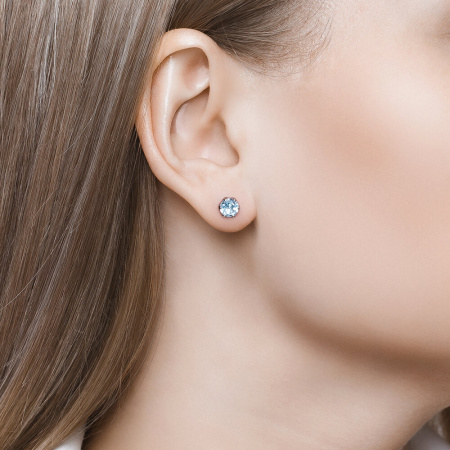 Серьги-пусеты из серебра с топазами