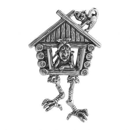 Серебряная брошь-кулон «Бабка-Ежка»