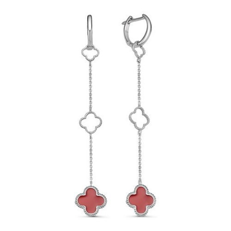 Серьги серебряные с эмалью «Клевер»