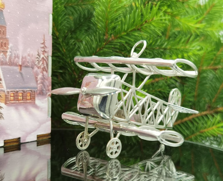 Ёлочная игрушка из серебра «Самолет»