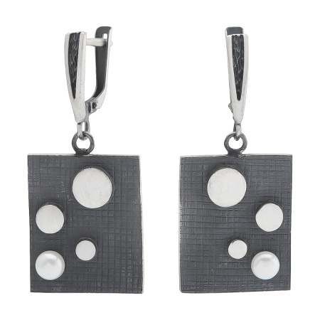 Серебряные серьги с жемчугом «Круги»