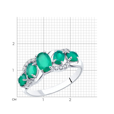 Кольцо из серебра с агатами и фианитами