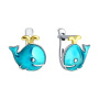 Серьги из серебра с эмалью «Кит» Sokolov