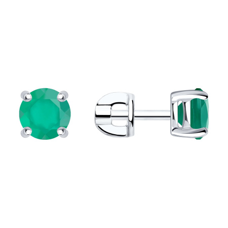 Серьги-пусеты из серебра с агатами