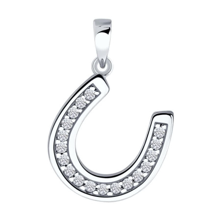Серебряная подвеска с фианитами «Подкова на удачу»