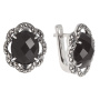 Серебряные серьги с черным ониксом и марказитами Swarovski