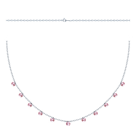 Колье из серебра с розовыми фианитами