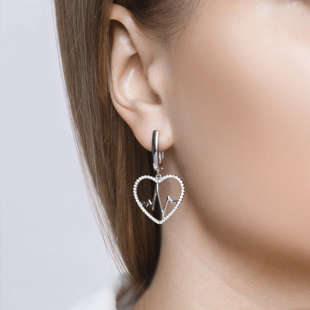 Серьги из серебра с фианитами