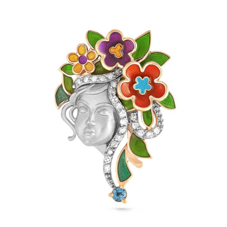 Подвеска из серебра с эмалью и фианитами