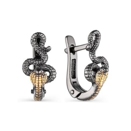 Серьги из серебра с позолотой «Змея»