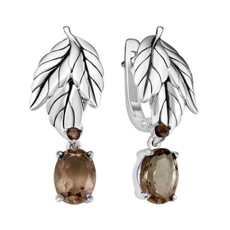 Серьги из серебра с раухтопазами