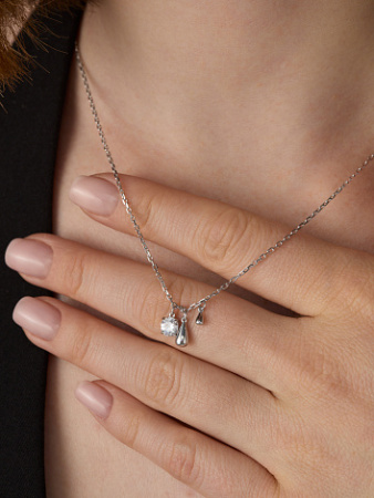 Колье из серебра с фианитом «Капля»