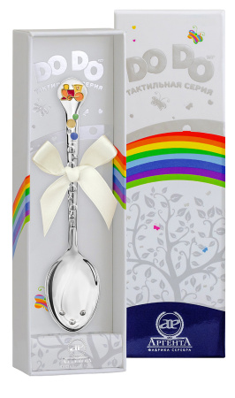 Ложка детская DO-DO «Паровозик» частичная позолота с эмалью