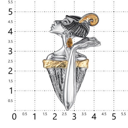 Брошь из серебра «Дама в шляпе»