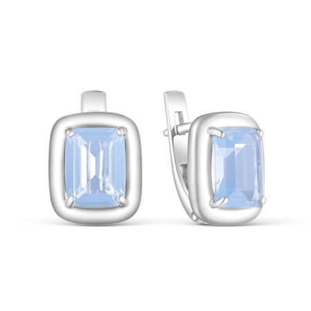 Серьги из серебра с ониксом и кристаллом Swarovski