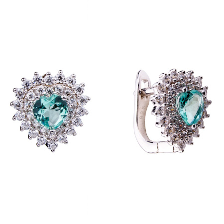 Серьги из серебра с фианитами и апатитом