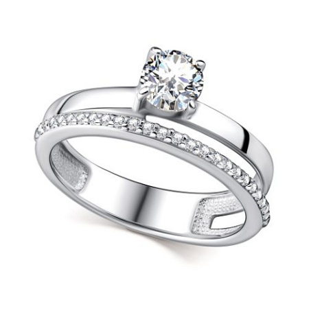 Кольцо из серебра с фианитами