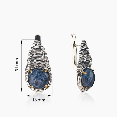 Серьги из серебра «Полярная Завеса» с питерситом