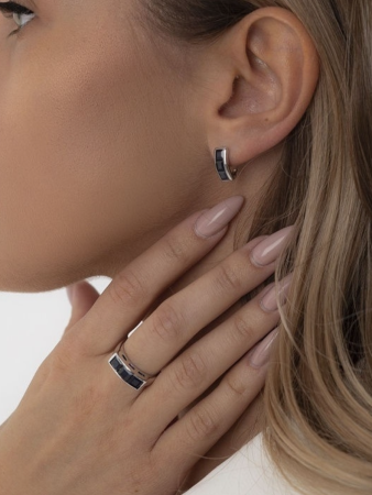 Кольцо «Дорожка» из серебра ETHNICA с натуральным сапфиром