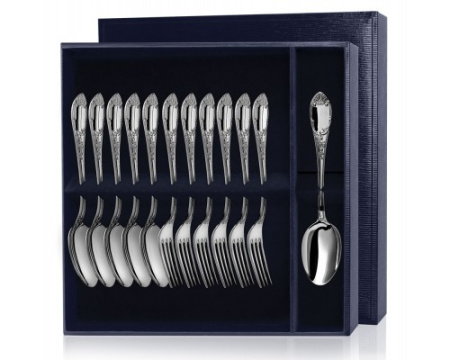Серебряный набор десертный «Престиж» 12 предметов ложки и вилки