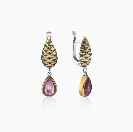 Серьги из серебра с камнем турмалин